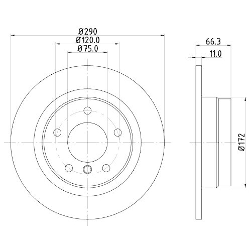 Bremsscheibe Hella 8DD 355 120-231 Pro f&uuml;r Bmw Hinterachse