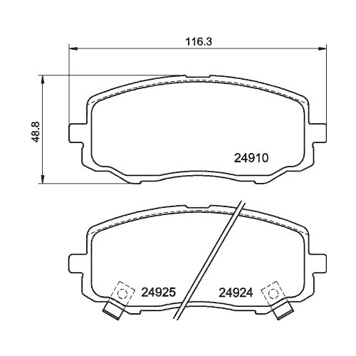 Bremsbelagsatz Scheibenbremse Hella 8DB 355 014-901 f&uuml;r Hyundai Kia Vorderachse