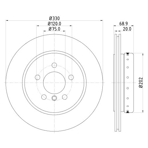 Bremsscheibe Hella 8DD 355 120-671 Pro High Carbon f&uuml;r Bmw Bmw (brilliance)