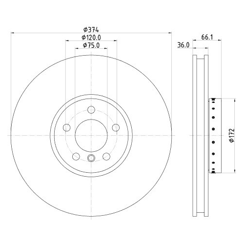 Bremsscheibe Hella 8DD 355 120-711 Pro High Carbon f&uuml;r Bmw Vorderachse Rechts
