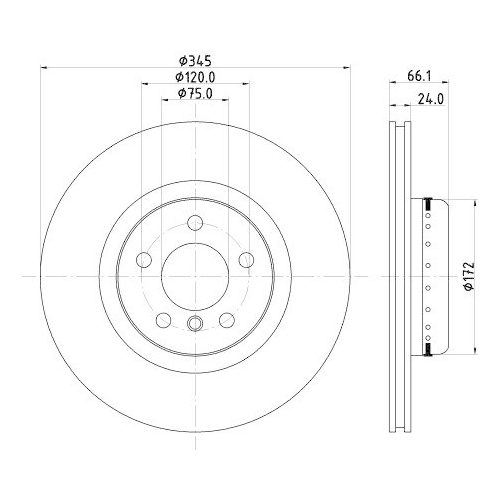 Brake Disc Hella 8DD 355 120-801 Pro High Carbon for Bmw Rear Axle