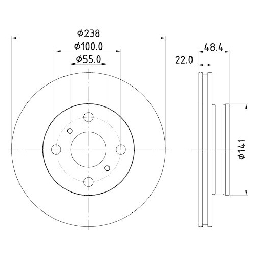 Bremsscheibe Hella 8DD 355 126-961 Pro f&uuml;r Toyota Vorderachse