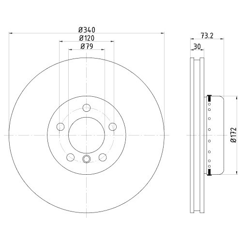 Bremsscheibe Hella 8DD 355 120-811 Pro High Carbon f&uuml;r Bmw Vorderachse