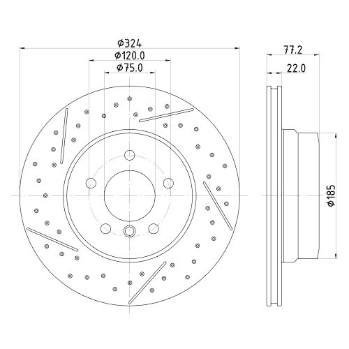 Bremsscheibe Hella 8DD 355 130-011 Pro High Carbon f&uuml;r Bmw Hinterachse