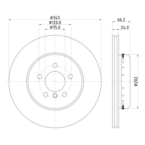 Bremsscheibe Hella 8DD 355 120-851 Pro High Carbon f&uuml;r Bmw Hinterachse
