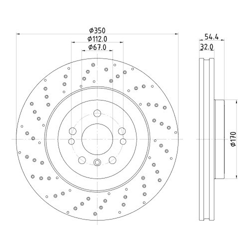 Bremsscheibe Hella 8DD 355 122-541 Pro High Carbon f&uuml;r Mercedes Benz Vorderachse