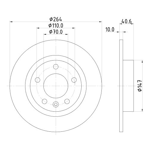 Bremsscheibe Hella 8DD 355 118-171 Pro f&uuml;r Opel Vauxhall Hinterachse