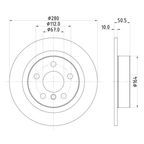 Bremsscheibe Hella 8DD 355 122-661 Pro f&uuml;r Bmw Mini Bmw (brilliance) Hinterachse