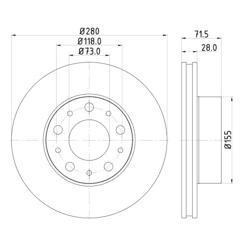 Bremsscheibe Hella 8DD 355 122-691 f&uuml;r Citro&euml;n Fiat Peugeot Ferrari Vorderachse