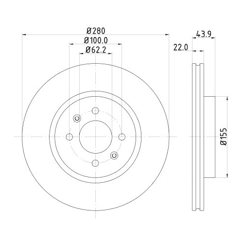 Bremsscheibe Hella 8DD 355 118-251 Pro f&uuml;r Kia Vorderachse