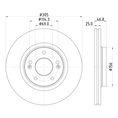 Bremsscheibe Hella 8DD 355 126-541 Pro f&uuml;r Ime Karosa Hyundai Kia Vorderachse
