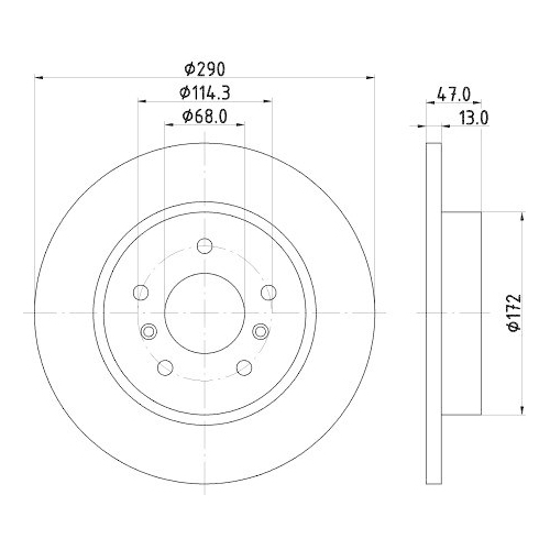 Bremsscheibe Hella 8DD 355 122-771 Pro f&uuml;r Nissan Renault Infiniti Nissan (dfac)