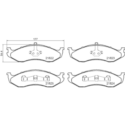 Bremsbelagsatz Scheibenbremse Hella 8DB 355 008-231 f&uuml;r Chrysler Renault Kia