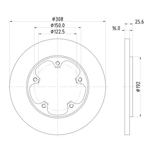 Bremsscheibe Hella 8DD 355 122-781 Pro f&uuml;r Ford Hinterachse
