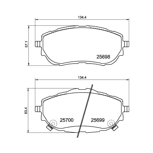 Bremsbelagsatz Scheibenbremse Hella 8DB 355 020-281 f&uuml;r Toyota Amc Vorderachse