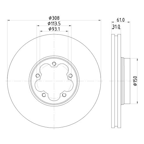 Bremsscheibe Hella 8DD 355 122-801 Pro f&uuml;r Ford Vorderachse