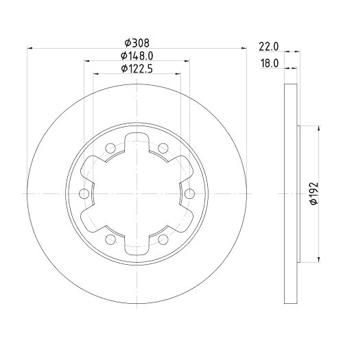 Bremsscheibe Hella 8DD 355 122-831 Pro f&uuml;r Ford Hinterachse