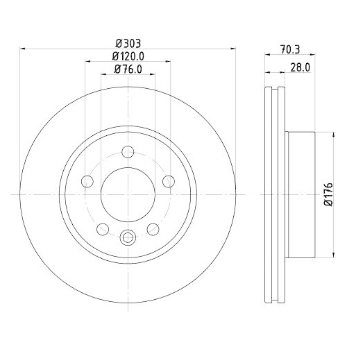 Bremsscheibe Hella 8DD 355 125-561 Pro f&uuml;r Audi Man Seat Skoda VW Vorderachse