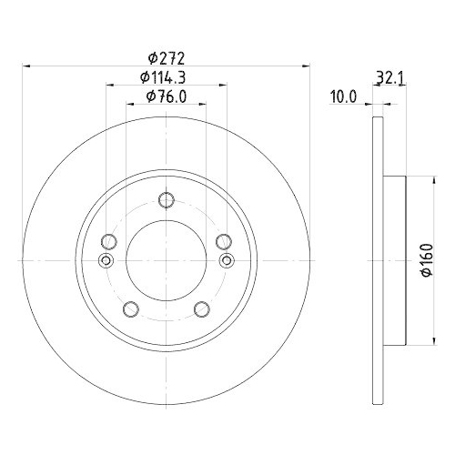 Bremsscheibe Hella 8DD 355 126-501 Pro f&uuml;r Hyundai Hinterachse