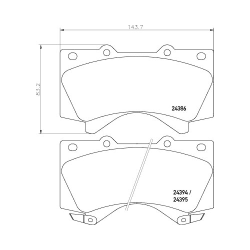 Bremsbelagsatz Scheibenbremse Hella 8DB 355 013-151 f&uuml;r Toyota Lexus Vorderachse