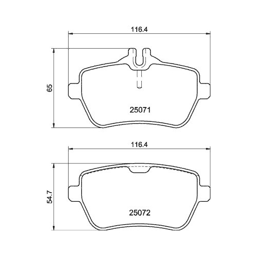 Bremsbelagsatz Scheibenbremse Hella 8DB 355 021-511 f&uuml;r Mercedes Benz Amc