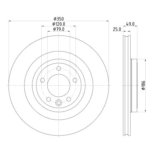 Bremsscheibe Hella 8DD 355 123-091 Pro f&uuml;r Land Rover Hinterachse