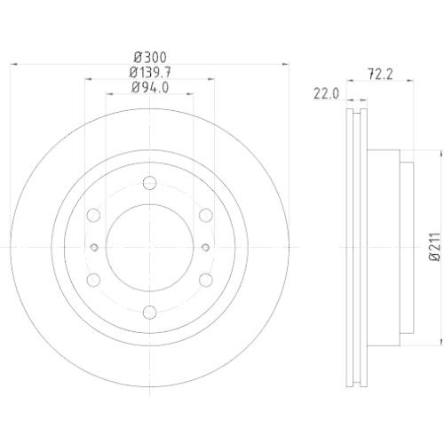 Bremsscheibe Hella 8DD 355 118-651 Pro f&uuml;r Mitsubishi Hinterachse
