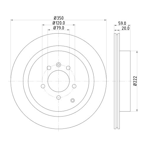 Bremsscheibe Hella 8DD 355 118-781 Pro f&uuml;r Land Rover Hinterachse