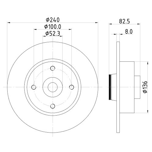 Bremsscheibe Hella 8DD 355 123-241 Pro f&uuml;r Renault Hinterachse