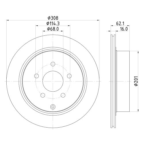 Bremsscheibe Hella 8DD 355 118-811 Pro f&uuml;r Nissan Infiniti Infiniti (dfac)