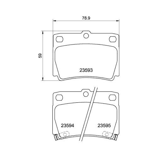 Bremsbelagsatz Scheibenbremse Hella 8DB 355 009-501 f&uuml;r Mitsubishi Hinterachse
