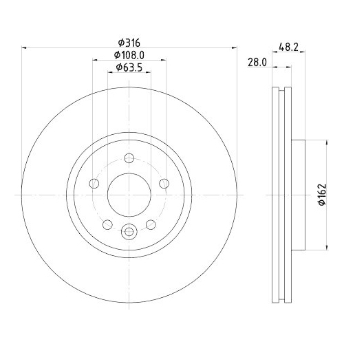 Bremsscheibe Hella 8DD 355 131-861 Pro High Carbon f&uuml;r Jaguar Vorderachse
