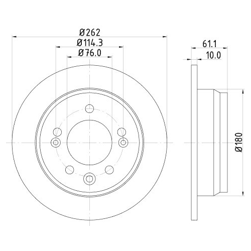 Bremsscheibe Hella 8DD 355 118-861 Pro f&uuml;r Hyundai Kia Hinterachse