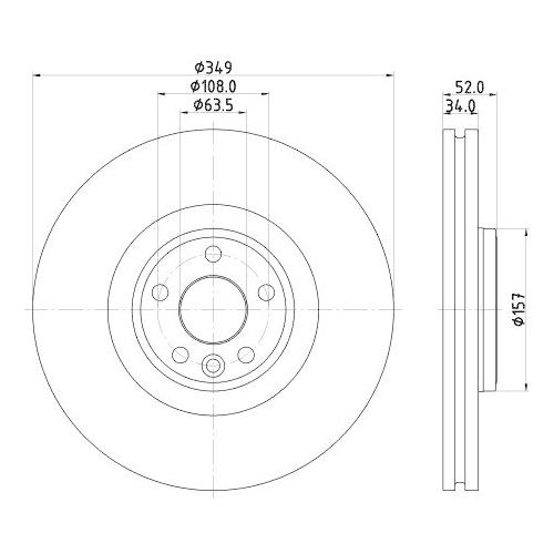 Bremsscheibe Hella 8DD 355 131-961 Pro High Carbon f&uuml;r Jaguar Land Rover