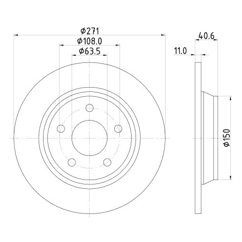 Bremsscheibe Hella 8DD 355 132-031 Pro f&uuml;r Ford Hinterachse