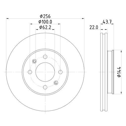 Bremsscheibe Hella 8DD 355 132-081 Pro f&uuml;r Hyundai Kia Vorderachse