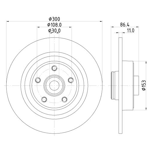 Bremsscheibe Hella 8DD 355 123-321 Pro f&uuml;r Renault Hinterachse
