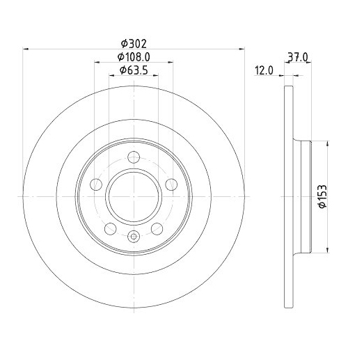 Bremsscheibe Hella 8DD 355 132-121 Pro f&uuml;r Volvo Hinterachse
