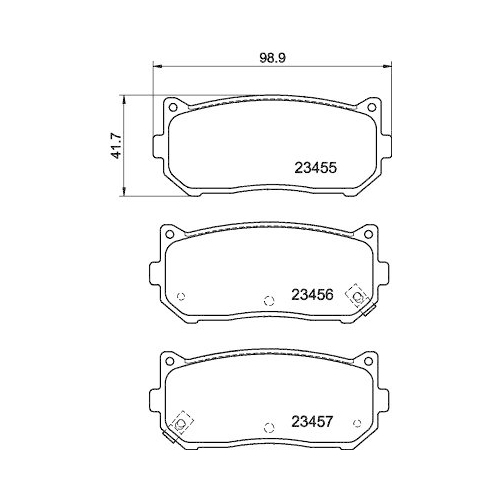 Bremsbelagsatz Scheibenbremse Hella 8DB 355 009-341 f&uuml;r Kia Hinterachse