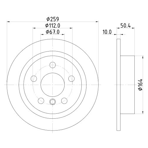 Bremsscheibe Hella 8DD 355 123-491 Pro f&uuml;r Mini Hinterachse