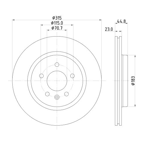 Bremsscheibe Hella 8DD 355 132-181 Pro f&uuml;r Opel Vauxhall Hinterachse
