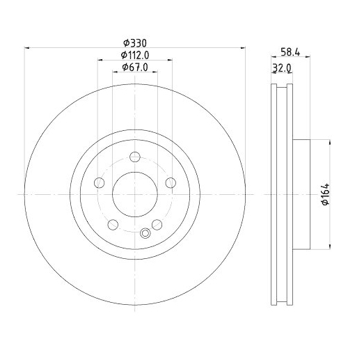 Bremsscheibe Hella 8DD 355 123-501 Pro f&uuml;r Leyland Mercedes Benz Mercedes Benz
