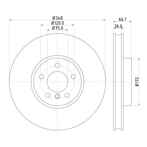 Bremsscheibe Hella 8DD 355 119-261 Pro f&uuml;r Bmw Vorderachse Links