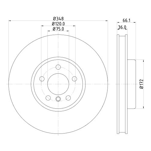 Bremsscheibe Hella 8DD 355 119-271 Pro f&uuml;r Bmw Vorderachse Rechts