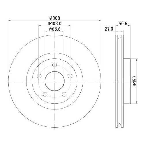 Bremsscheibe Hella 8DD 355 132-291 Pro f&uuml;r Ford Vorderachse