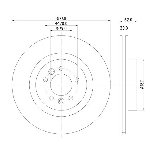 Bremsscheibe Hella 8DD 355 125-251 Pro High Carbon f&uuml;r Land Rover Vorderachse