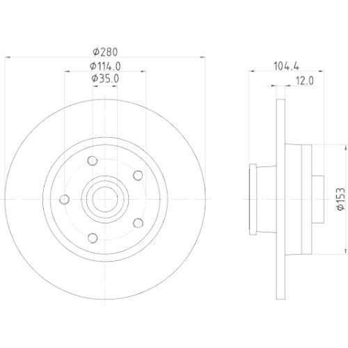 Bremsscheibe Hella 8DD 355 125-281 Pro f&uuml;r Fiat Nissan Opel Renault Vauxhall