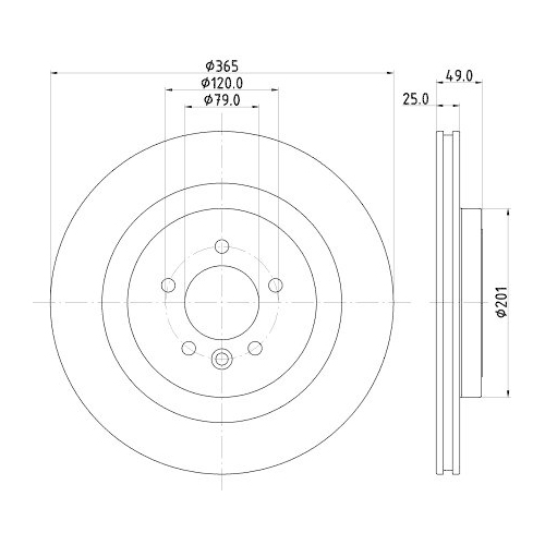 Bremsscheibe Hella 8DD 355 126-641 Pro f&uuml;r Land Rover Hinterachse