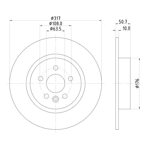Bremsscheibe Hella 8DD 355 131-851 Pro High Carbon f&uuml;r Land Rover Hinterachse