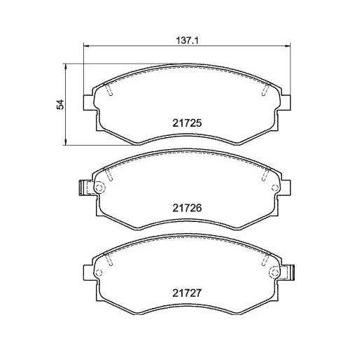 Bremsbelagsatz Scheibenbremse Hella 8DB 355 016-691 f&uuml;r Nissan Ssangyong Hyundai